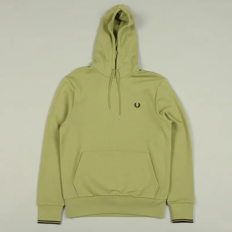 Fred Perry Tipped Hooded Sweatshirt Sage Green